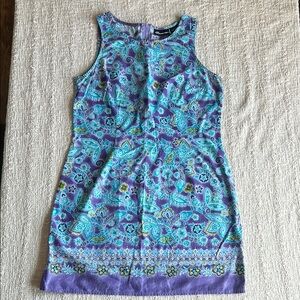 Floral Sleeveless Dress - Purple and Blue